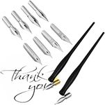 Zonon Oblique Calligraphy Dip Pen Set Include 2-in-1 Calligraphy Oblique Pen or Straight Pen Holder with 8 Pcs Replacement Nibs(2 Sets)