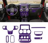 Voodonala for Jeep Wrangler JK JKU Center Console Dash Panel Cover 10PCS Full Set Interior Decoration Trim Kit for Jeep Wrangler JK JKU 2011-2017 4 Door (Purple)