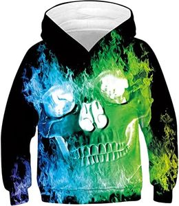 UNICOMIDEA Kids Hoodies Pullover 3D Sweatshirt Jumpers Tops for Boys Girls 6-16 Years Old, A5-skull, 8-12 Years