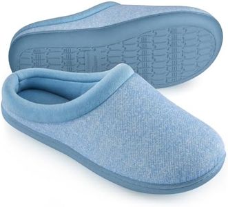 Women's Comfort Slip On Memory Foam Slippers French Terry Lining House Slippers w/ Durable Sole (Large / 9-10 B(M) US, Blue)
