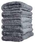 Kingsheep Edgeless Microfiber Towel Car Drying Wash Buffing 6 Pack 16"x16" Ultra Plush 450gsm Detailing Cloth Towel (Grey)