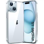 TheGiftKart Ultra-Hybrid Shockproof Back Cover Case for iPhone 15 | Camera Protection Bump | Hard Back Cover Case for iPhone 15 (PC & TPU, Crystal Clear Back, Transparent Sides)