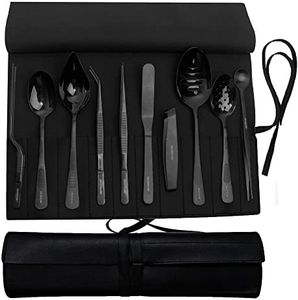 CREATIVECHEF Professional Chef Plating Kit, 10 Piece Culinary Plating Set, Black, Stainless Steel (10 Piece, Black)