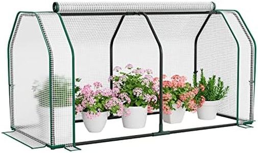 Costway Portable Mini Greenhouse, Plant Greenhouse Tent with Roll-Up Zippered Door, Indoor Outdoor Green Hot House for Backyard, Deck & Patio, Sun Protection, Frost Protection, Dual Using Methods