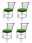 P P CHAIR Dining Chrome Steel Dining Chair Garden Chair Patio Chair for Home Dining Tables Heavy Duty (Green, 4)