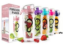 Live Infinitely 32 oz. Infuser Water Bottles - Featuring a Full Length Infusion Rod, Flip Top Lid, Dual Hand Grips & Recipe Ebook Gift (Rose Gold, 32 Ounce)