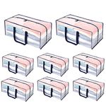 VENO 8 Pack Moving Bags Plastic Storage Totes Clothes Organization Large W Lid/Zipper. Packing Boxes/Bins Alternative. Space Saving Foldable College Supplies Essentials (Clear, 8 Pack)
