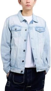 X RAY Mens Denim Jacket, Washed Ripped Distressed Flex Stretch Casual Trucker Biker Jeans Jacket for Men, Bleach Wash, XX-Large