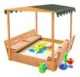 Badger Basket 99895 Covered Convertible Cedar Sandbox with Canopy and Two Bench Seats, Natural,heat Treated, 46