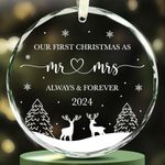 NewEleven Wedding Gifts - Mr and Mrs Gifts - Bridal Shower Decorations - Wedding Gifts for Couples 2024, Wedding Gift for Couple Gifts - Bridal Shower Gifts - Just Married Glass Christmas Ornaments