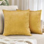 YORKSHIRE BEDDING Velvet Cushions with Covers Included 45 x 45 Stripe Cushion Covers with Invisible Zipper Cushion Inserts for Sofa Bedroom Car 18 x 18 Inch (2 x Cushions with Inners, Ochre)