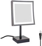 DOWRY Tabletop LED Lighted 5X Magnifying Square Makeup Mirror with Plug,8 Inch, Polished Oil Rubbed Bronze Finished