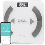 RHINO Smart Scale for Body Weight, High Precision, Bluetooth, Fitdays App, iOS and Android, Bathroom Wireless Machine for Fat, Muscle, BMI, 14 Body Indicators, 400lb (White)