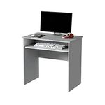 Home Source Compact Computer Office Desk PC Laptop Table, Study Gaming, Oak Effect, 80cm, Engineered Wood, Gray