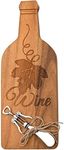Boston International HKF15240 Wood Bottle Shaped Cheese Board with Spreader, 12-Inch, Brown