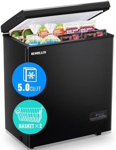 DEMULLER Chest Freezer 5.0 CU.FT Ultra-low Temperature Deep Freezers (Down to -12-50℉) with TWO Removable Baskets Freestanding Black Small Mini Compact Fridge Freezer for Home/Kitchen/Office