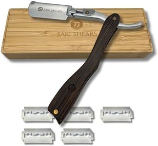 Straight Edge Shaving Razor with Disposable Blades - Wood Handle, Stainless Steel, Sharp (Medium Brown)