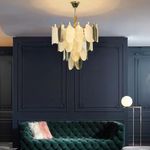 Harold Electricals Gratus Luxe White Glass Leaf Chandelier | Modern Chandelier Light Fixture for Living Room, Bedroom, Kitchen Island, Hotel & Entryways - 20 Inch Dia, Warm White (Bulb Not Included)