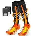 Ferdiiz Heated Socks for Men and Women,Upgraded 10V 12000mAh (6000mAh×2 Rechargeable Electric Heated Socks Up to 14 Hours，Washable Winter Warm Socks for Outdoors Work Camping Hiking Skiing Hunting