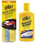 Formula 1 615874 Headlight Restorer (237 ml) & Formula 1 625059 Super Microfiber Cloth (Pack of 2)