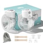 MFINE S12 Hands-Free Electric Breast Pump Wearable, 2 Modes & 9 Levels Electric Pump Portable,Double Wireless Pump with Comfortable Double-Sealed Flange,2 duckbill valve,Smart Display, 24mm. (White, 2 Count)