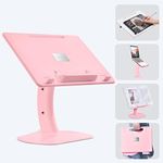 nediea Adjustable Laptop Stand Desk, Foldable Lap Desk For Kids Reading Portable, Pink Laptop Riser For Macbook Air Pro 11-17.3" Laptops