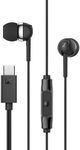 Sennheiser CX 80U – Wired In-ear Headphones, USB C Connection, In-line One-Button Smart Remote with Microphone, Closed Earbuds for Passive Noise Cancelling – Black