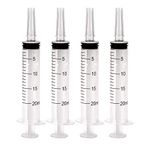 KINBOM 20ml Syringes, Plastic Syringe Sterile with No Needle for Scientific Labs Experiment, Dispensing, Measuring, Watering (4 Pack)