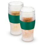 Host 10009 Cooling Cups in Green Freeze Beer, 16 ounce Freezer Gel Chiller Double Wall Plastic Frozen U.S (473ml / .83 UK Pint) Glass, Set of 2, 16 fluid_ounces