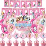 Birthday Party Decoration Kit for Boys or Girls| Includes Happy Birthday Banner with Cake Toppers and Cupcake Toppers and Latex Balloons,Birthday Party Supplies-（44PCS）