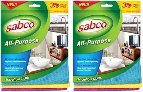 Sabco All Purpose Micro Fibre Cleaning Cloths 3-Pieces (Pack of 2)