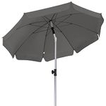 LIFERUN 2 X 2M Parasol, Market Umbrella, Round Garden Umbrella, 8 Steel Braces, Base Not Included, Patio Umbrella, Sun Protection UV 50+ for Garden, Balcony and Patio, Grey