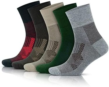 GoWith 5 Paar Herren Bambus Diabetiker Socken Nahtlose Crew Socken Kreislauf Unbindliche Neuropathie Socken Modell 3065, Mehrfarbig-1 - 5 Paare, 7-10