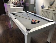 6ft Pool Table With Dining Table Top & Table Tennis Table In Multiple Colours Family Leisure Snooker Billiards Games Table With All Accessories, Great for Kids and Adults (Driftwood with Grey Cloth)