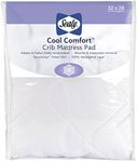 Sealy Cool Comfort Fitted Infant/Toddler Crib Mattress Pad - Moisture Wicking, 100% Waterproof Layer, Hypoallergenic, Deep Fitted Skirt, Machine Washable & Dryer Friendly 52”x28” (White)