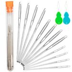 Hekisn Large-Eye Blunt Needles, 12 Piece Pro Quality Stainless Steel Yarn Knitting Needles, Sewing Needles, Crafting Knitting Weaving Stringing Needles (12 Pieces)