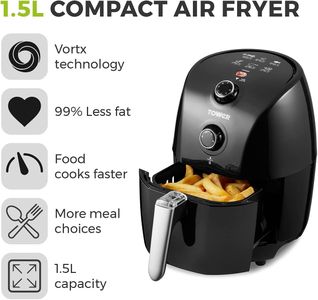 Tower Vortx Compact Air Fryer, 1.5L, 900W – Rapid Air Circulation, Black