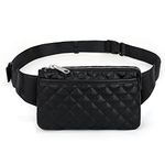 Bum Bag for Women Men Fashion Waist Pack Waterproof Faux Leather Fanny Belt Adjustable Strap by UTO Quilted Black