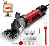 1600W 6 Speed Control with 3200RPM Electric Sheep Clipper Animal hair cutting machine for Sheep Goats Alpaca Llamas Angora Rabbits with 1 Extra Blade(6 Months warranty) (1600W, 10.00 count)