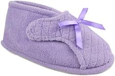 MUK-LUK Womens Adjustable Bootie Slipper-Lavender-Size L