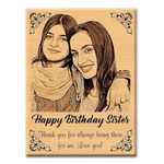 GFTBX Personalized Engraved Wooden Photo Frame For Sister (5x4 Inches, Wood), Tabletop Rectangular