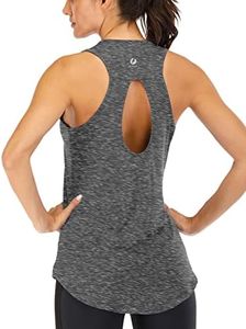 ICTIVE Yoga Tops for Women Loose fit Workout Tank Tops for Women Backless Sleeveless Keyhole Open Back Muscle Tank Running Tank Tops Workout Tops Racerback Gym Summer Tank Tops Dark Gray XL