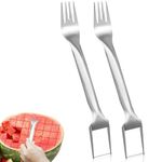 2Pcs Watermelon Cutter, Melon Cutter, Stainless Steel 2-in-1 Watermelon Fork Slicer, Portable Watermelon Fork Watermelon Cutter Slicer Tool Fruit Forks Slicer for Home Party Camping Kitchen Gadget