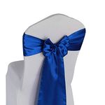 WELMATCH Royal Blue Satin Chair Sashes Ties - 50 pcs Wedding Banquet Party Event Decoration Chair Bows (Royal Blue, 50)