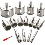 Johouse Tile Hole Saw, 15 PCS Diamond Drill Bits 6-50mm Glass Hollow Core Extractor Remover Tools for Glass, Ceramics, Porcelain, Ceramic