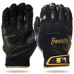 Franklin Sports MLB Baseball Batting Gloves - Shok-Sorb X Batting Gloves for Baseball + Softball - Adult + Youth Padded Non-Sting Batting Glove Pairs - Black + Gold - Youth Medium