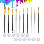 WYAN 10 Pcs Oil Paint Brushes Set,Nylon Hair Brush,Art Painting Brush,for Model, Art, Acrylic, Watercolour, Oil and Gouache Paintings (With 12pcs 3 ml Paint box)