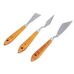 Palette Knife, 3pcs Stainless Steel Paint Scraper with Glossy Wooden Handle Paint Knife for Watercolor Oil Painting Acrylic Painting Nails