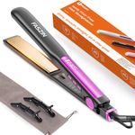 Faszin Hair Straightener, Fast Heating Titanium Flat Iron with Negative Ion for Smooth Hair, 2-In-1 3D Floating Wide Plate Hair Iron for All Hair Types, Dual Voltage & 11 Levels Adjustable Temp (Grey)