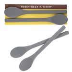 HONEY BEAR KITCHEN Silicone Stirring Spoon (Set of 2, Stone Grey) for Coffee & Tea